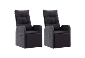 vidaXL Tuinstoelen 2 st. poly rattan zwart 55% korting