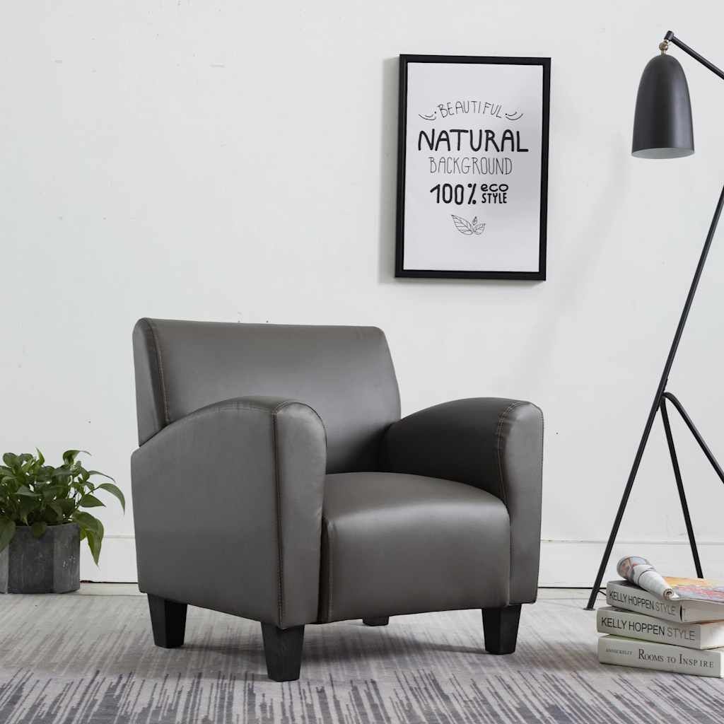 vidaXL Fauteuil Kunstleer Grijs - 40% Korting