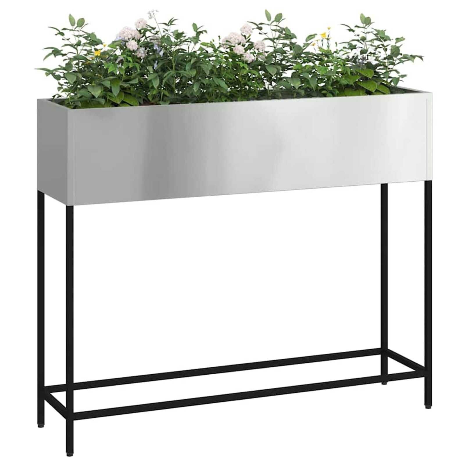 vidaXL Verhoogde Tuinplantbak Zilver (100x26x82cm) - 55% Korting!