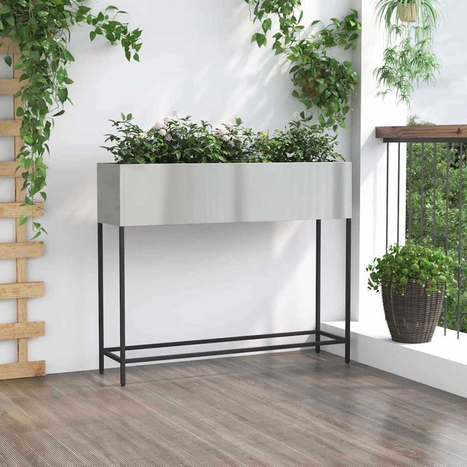 vidaXL Verhoogde Tuinplantbak Zilver (100x26x82cm) - 55% Korting!