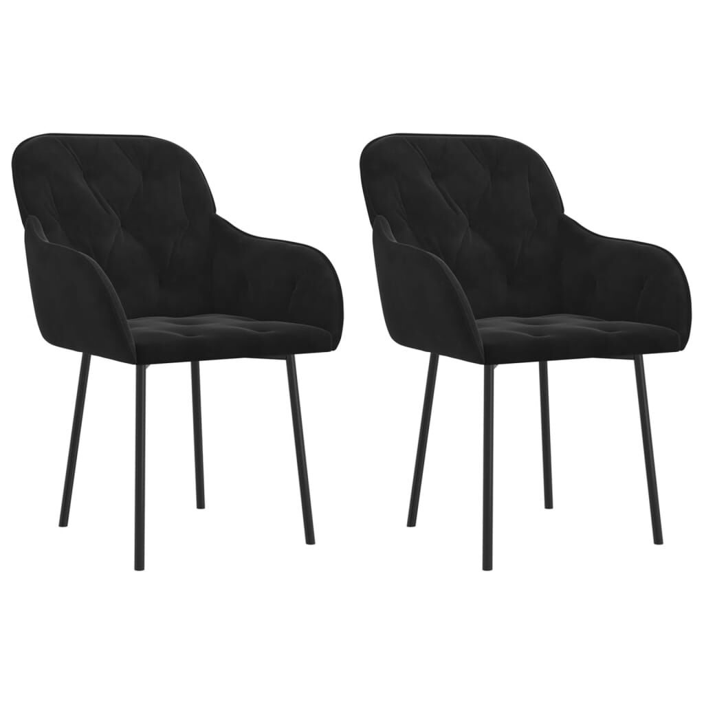 vidaXL Eetkamerstoelen 2 st fluweel zwart - 40% korting!