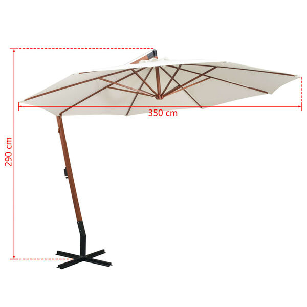 vidaXL Zweefparasol Houten Paal 350cm Wit - 46% Korting!