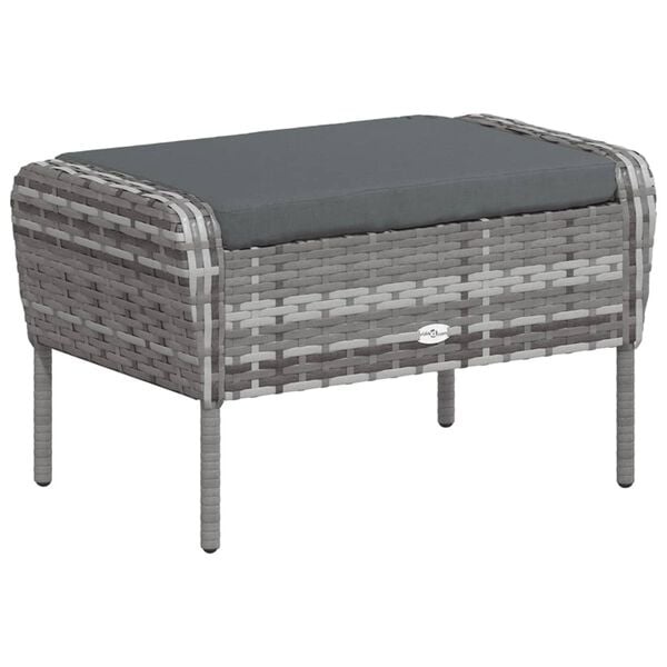 vidaXL Tuinstoel & Voetenbank Poly Rattan Grijs - 46% Korting!