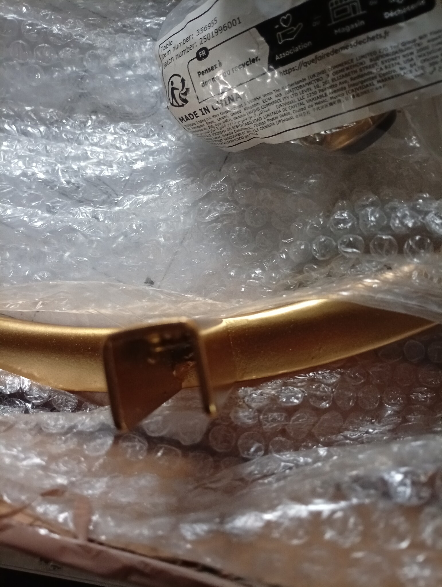 vidaXL Bijzettafel - 45 cm - Gehard Glas & Goud - 55% Korting