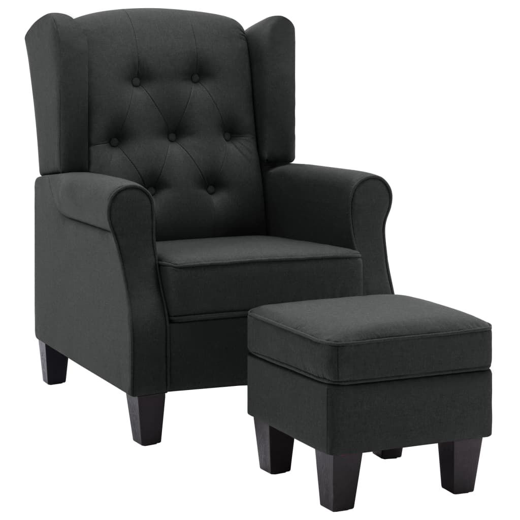 vidaXL Fauteuil + Voetenbank Donkergrijs Stoffen - 60% Korting