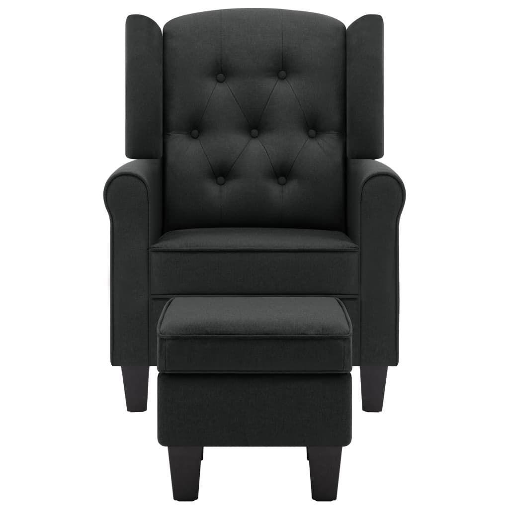 vidaXL Fauteuil + Voetenbank Donkergrijs Stoffen - 60% Korting