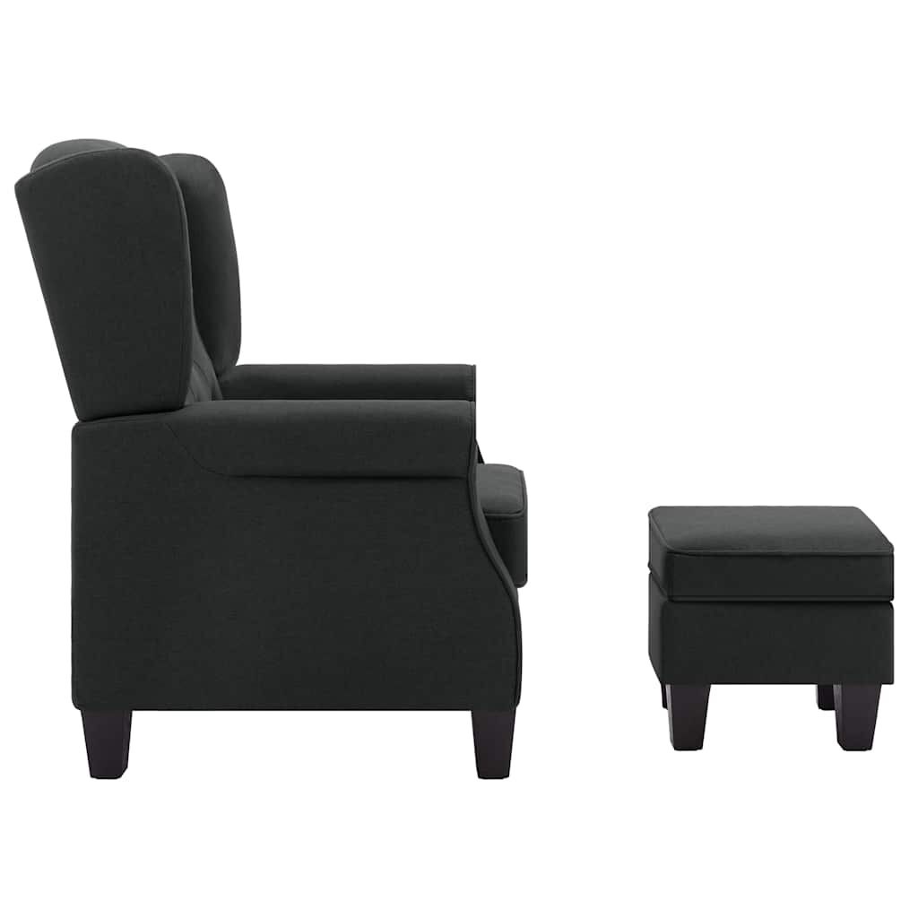 vidaXL Fauteuil + Voetenbank Donkergrijs Stoffen - 60% Korting