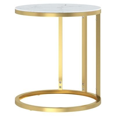 vidaXL Bijzettafel 45cm Glas/Ijzer - Goud & Witmarmer | 40% Korting