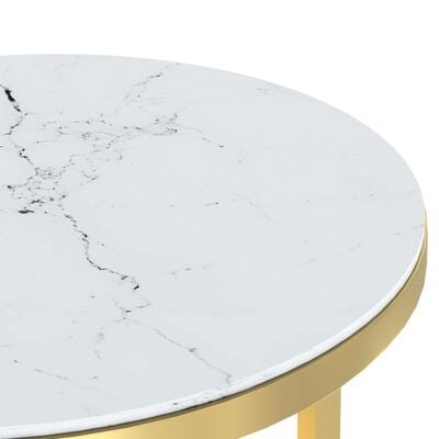 vidaXL Bijzettafel 45cm Glas/Ijzer - Goud & Witmarmer | 40% Korting