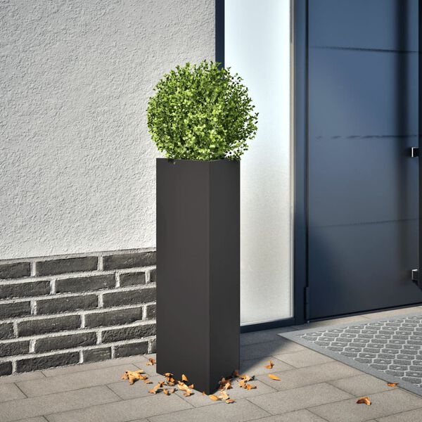 vidaXL Plantenbak Staal Zwart (30x26x75 cm) - 40% Korting!