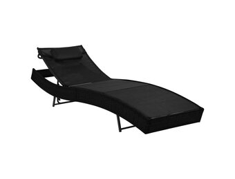 vidaXL Ligbed Poly Rattan Zwart - 46% Korting!