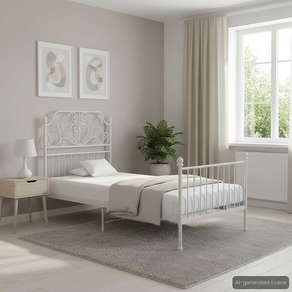 vidaXL Bedframe Metaal Wit 90x200 cm - Nu 40% Korting!