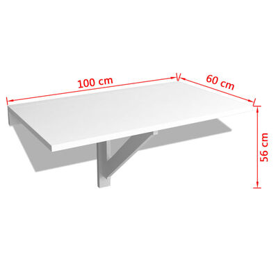 vidaXL Wandtafel Inklapbaar 100x60 cm Wit - 40% Korting!