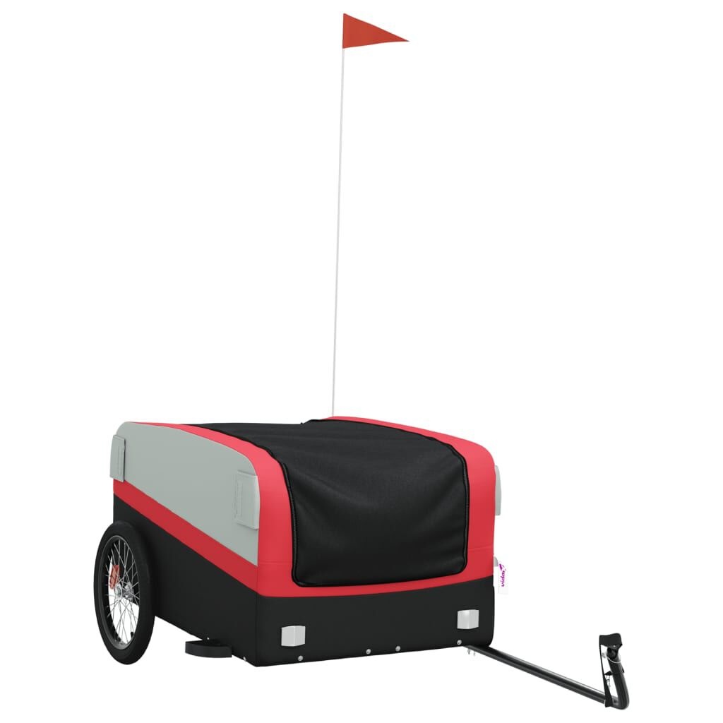 vidaXL Fietstrailer 45kg IJzer Zwart/Rood - Nu 55% Korting!