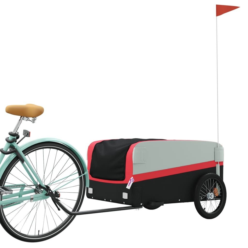 vidaXL Fietstrailer 45kg IJzer Zwart/Rood - Nu 55% Korting!