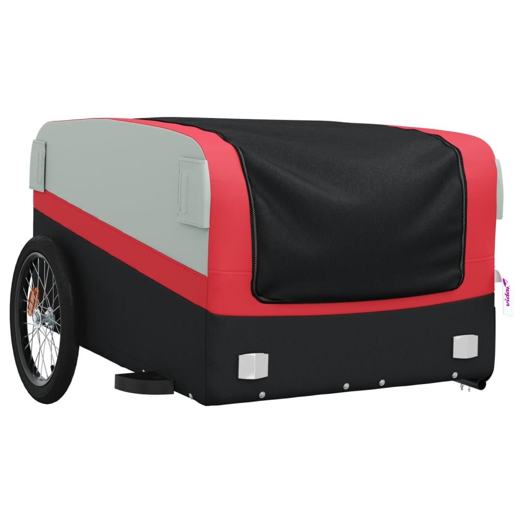 vidaXL Fietstrailer 45kg IJzer Zwart/Rood - Nu 55% Korting!