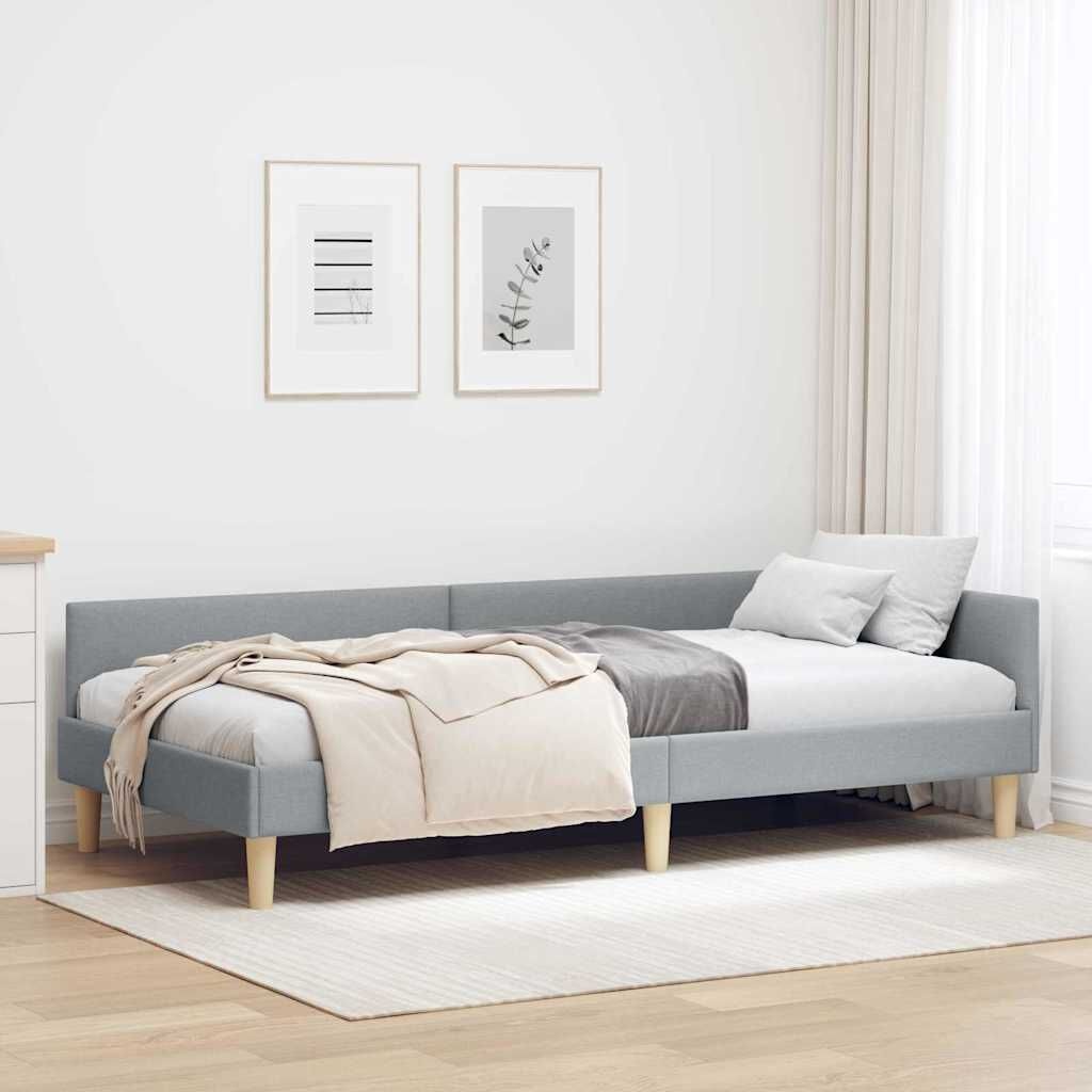 vidaXL Hoek Bed Frame Lichtgrijs (90x200cm) - 55% Korting!