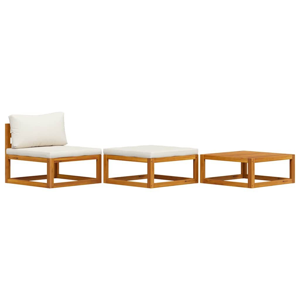 vidaXL Acaciahouten Loungeset - Crème Kussens | 64% Korting!