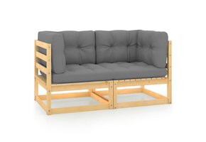 vidaXL Tuinbank Grenenhout 2-zits met Kussens | 46% Korting!