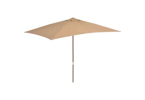 vidaXL Parasol 200x300cm Taupe | 56% Korting | Houten Paal