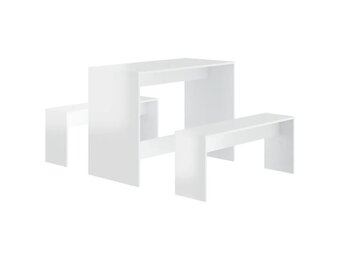 vidaXL 3-delige Eethoekset Hoogglans Wit - 46% Korting!