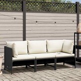 vidaXL Tuinbank 3-zits Poly Rattan Zwart - 51% Korting!
