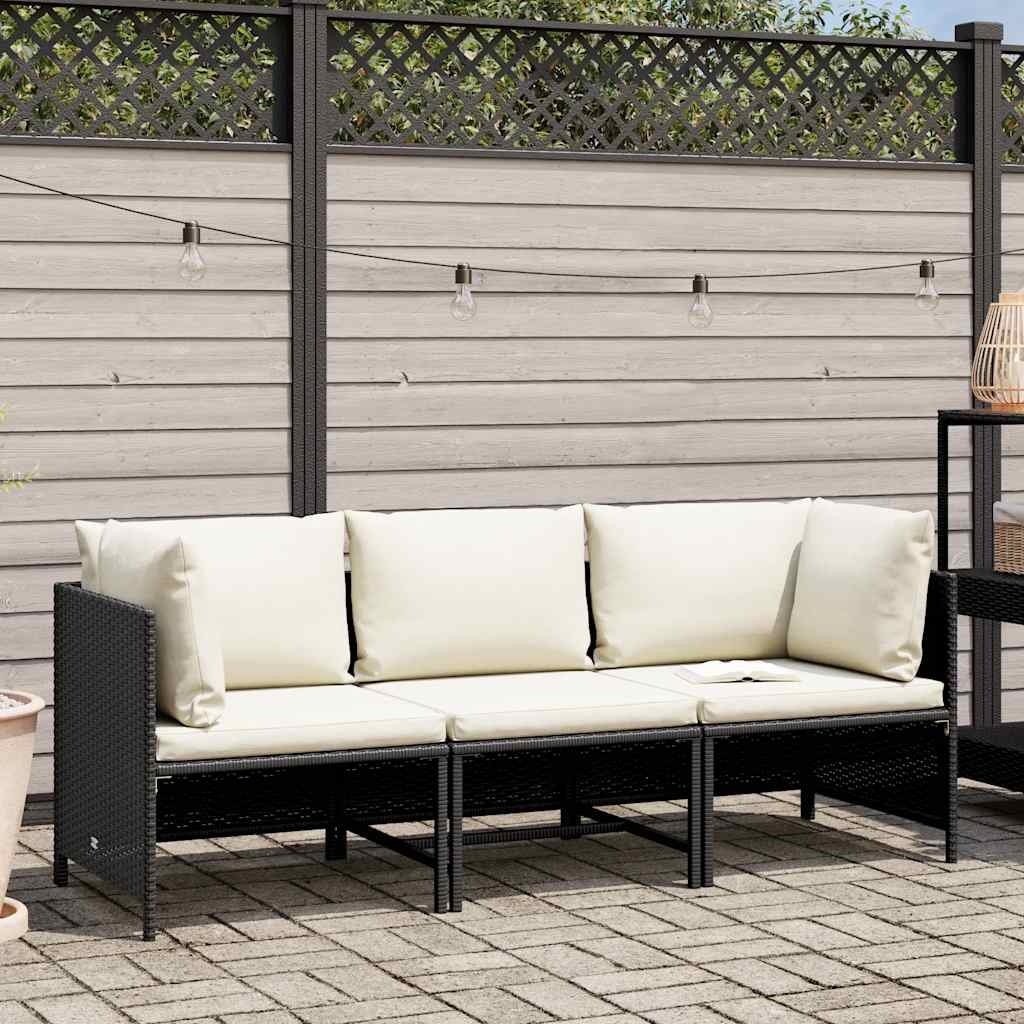 vidaXL Tuinbank 3-zits Poly Rattan Zwart - 51% Korting!