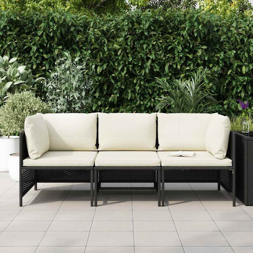 vidaXL Tuinbank 3-zits Poly Rattan Zwart - 51% Korting!