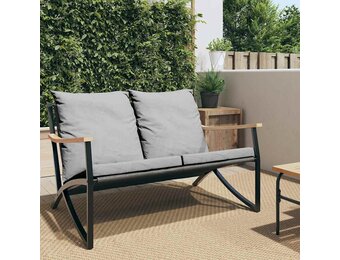 vidaXL Tuinbank met Kussens 120cm Staal Zwart | Nu 47% Korting!