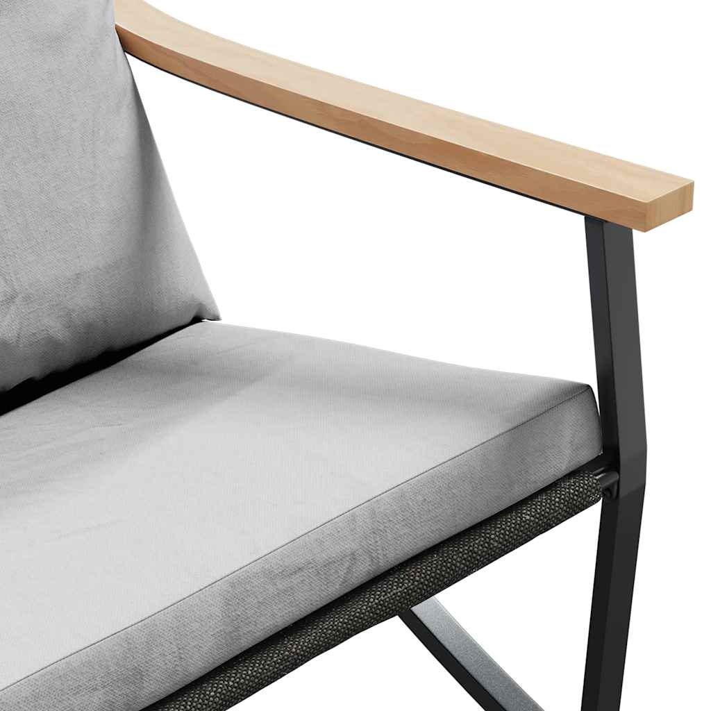 vidaXL Tuinbank met Kussens 120cm Staal Zwart | Nu 47% Korting!