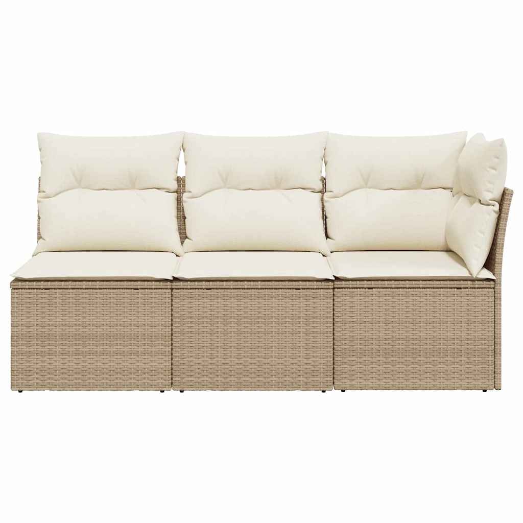 vidaXL Tuinbank 3-zits met kussens | Poly Rattan Beige | 82% Korting!
