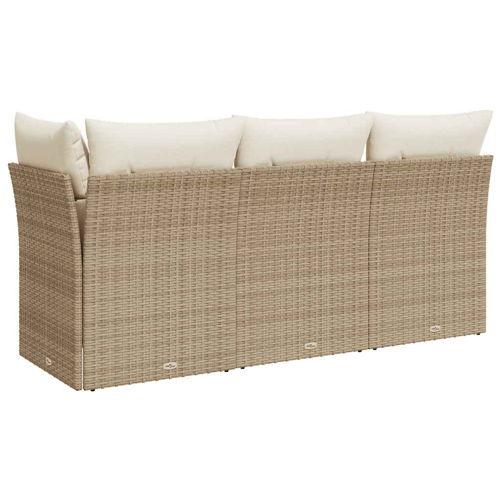vidaXL Tuinbank 3-zits met kussens | Poly Rattan Beige | 82% Korting!