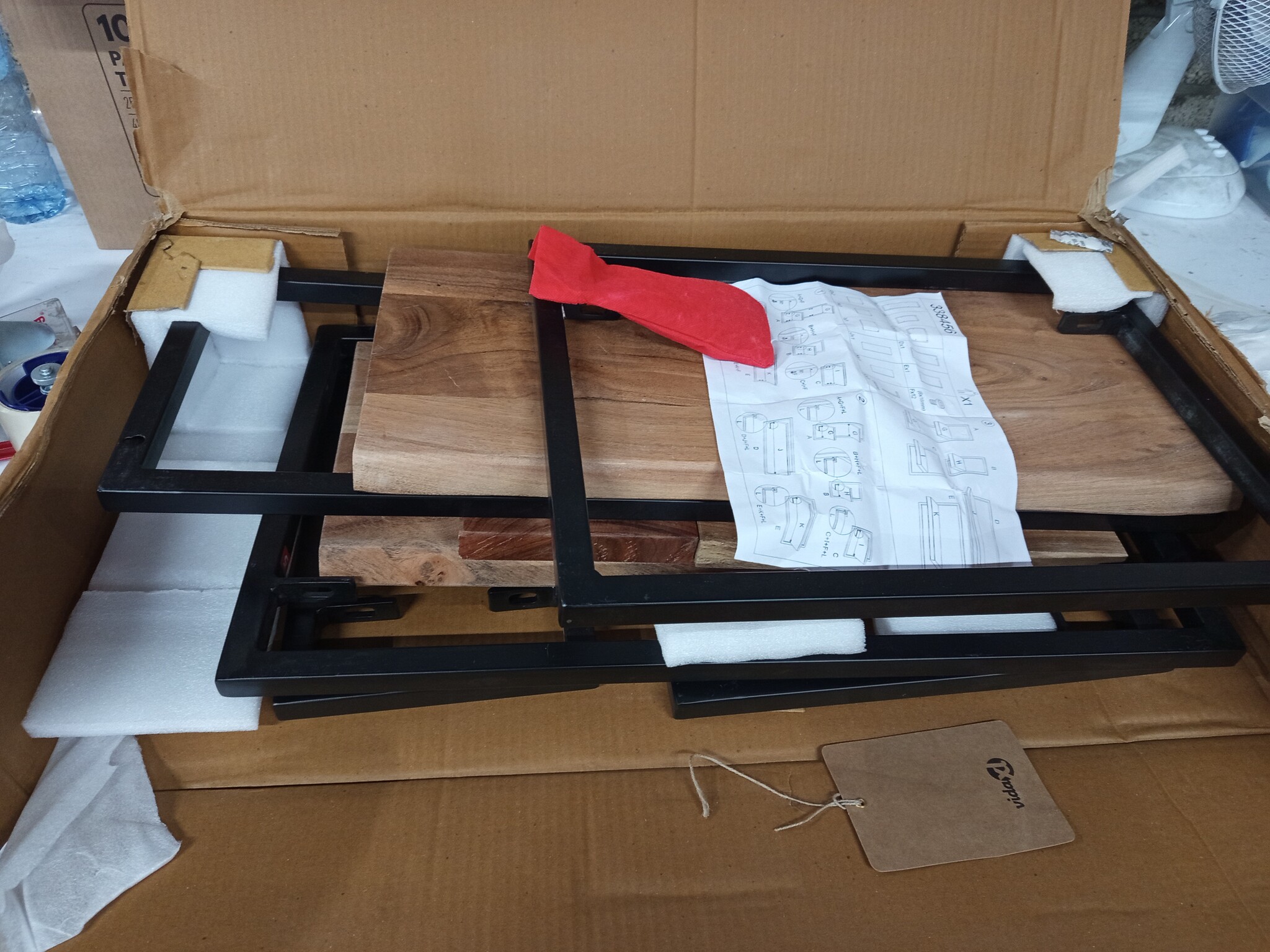 vidaXL Wandrek Set Acaciahout & Staal - 60% Korting