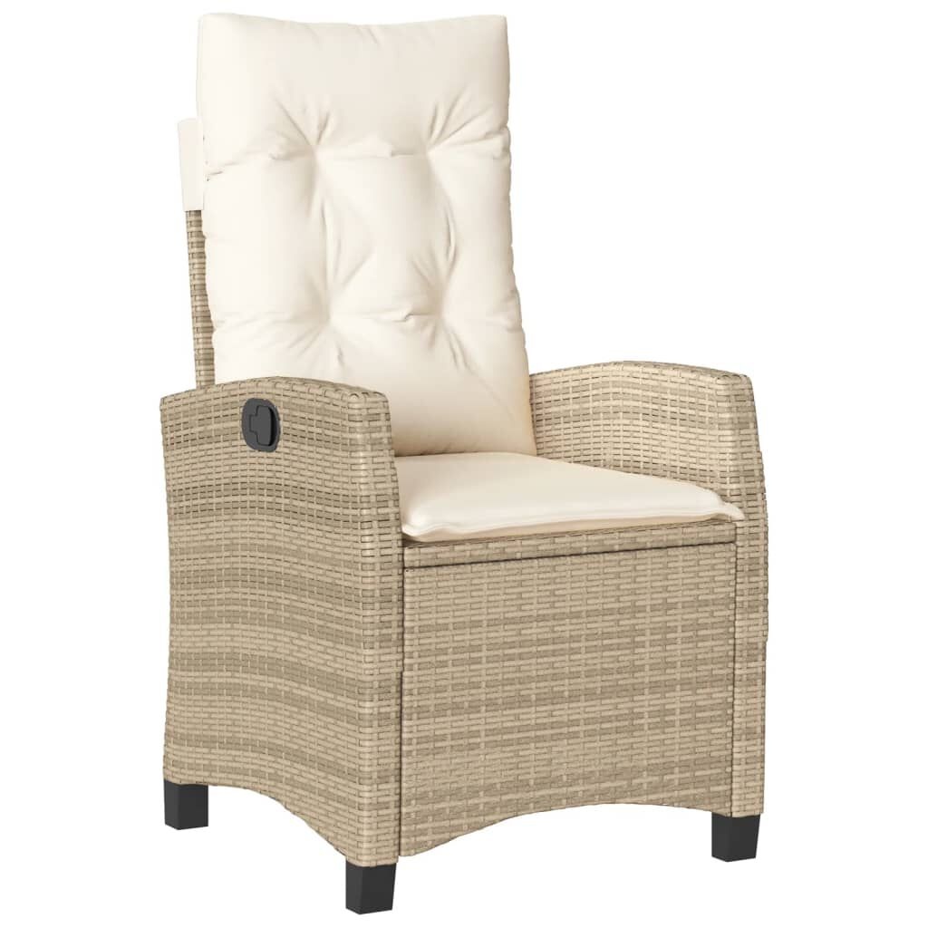 vidaXL Tuinstoel Poly Rattan Verstelbaar met Kussens - Beige (50% Korting!)