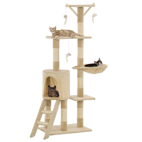 vidaXL Kattenkrabpaal Beige 138cm - 40% Korting!