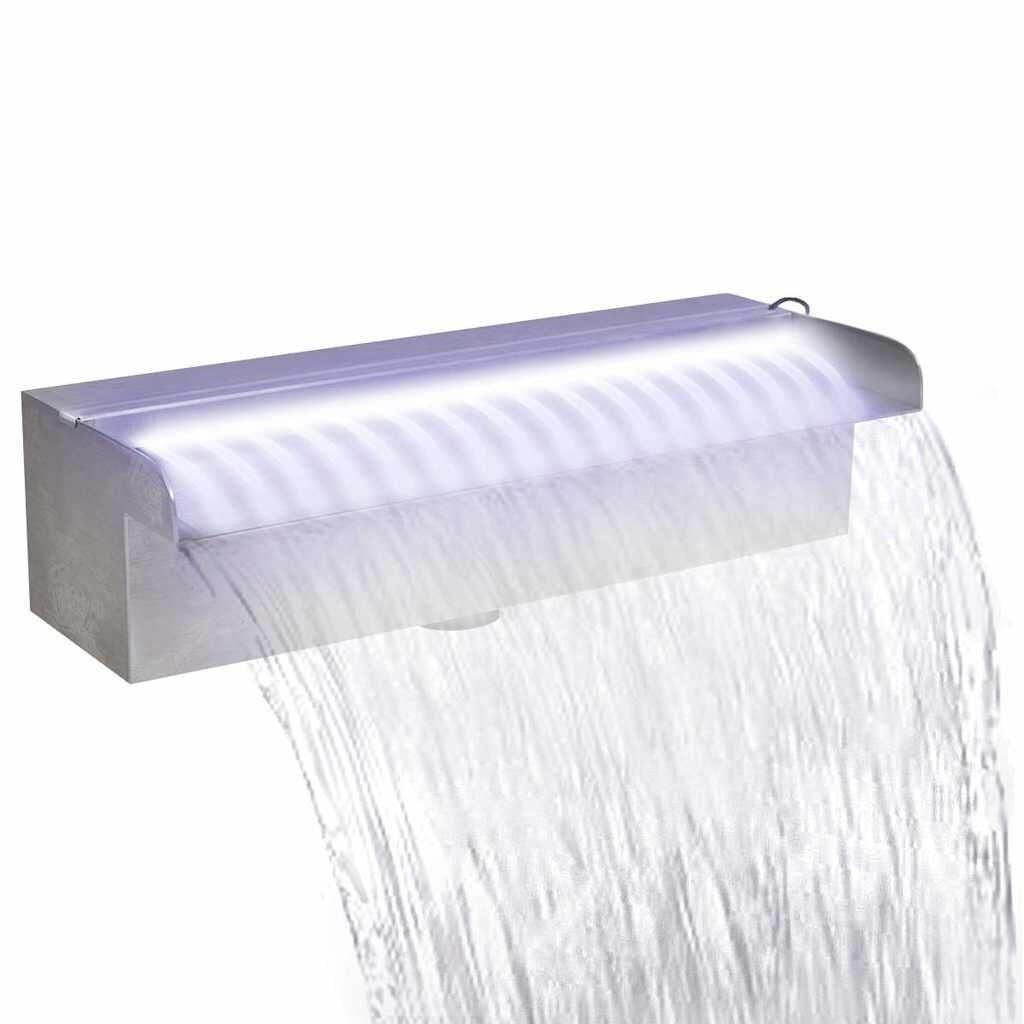 vidaXL Zwembadwaterval met LED's (40% KORTING) - Rechthoekig 30cm RVS