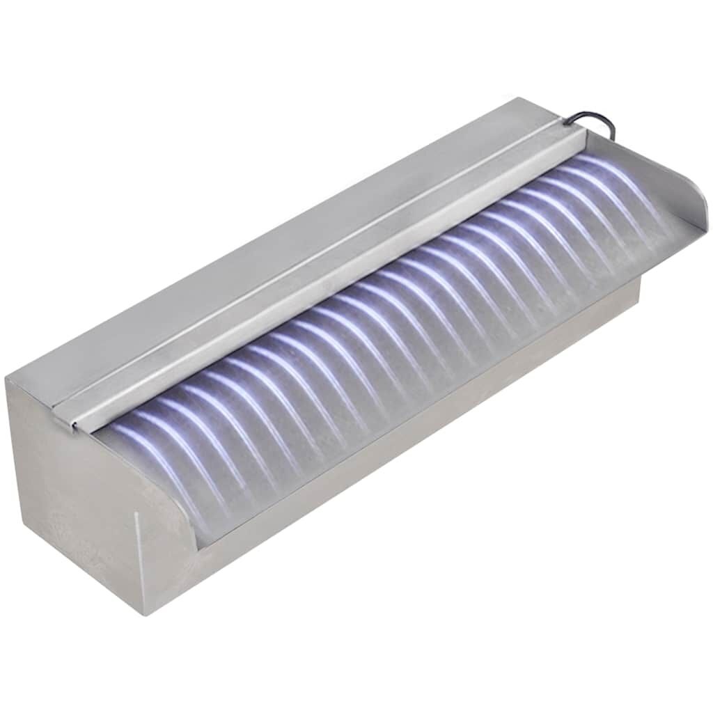 vidaXL Zwembadwaterval met LED's (40% KORTING) - Rechthoekig 30cm RVS
