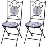 vidaXL Bistrostoelen Inklapbaar - 2 St. Keramiek Blauw/Wit (65% Korting)