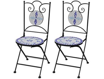 vidaXL Bistrostoelen Inklapbaar - 2 St. Keramiek Blauw/Wit (65% Korting)