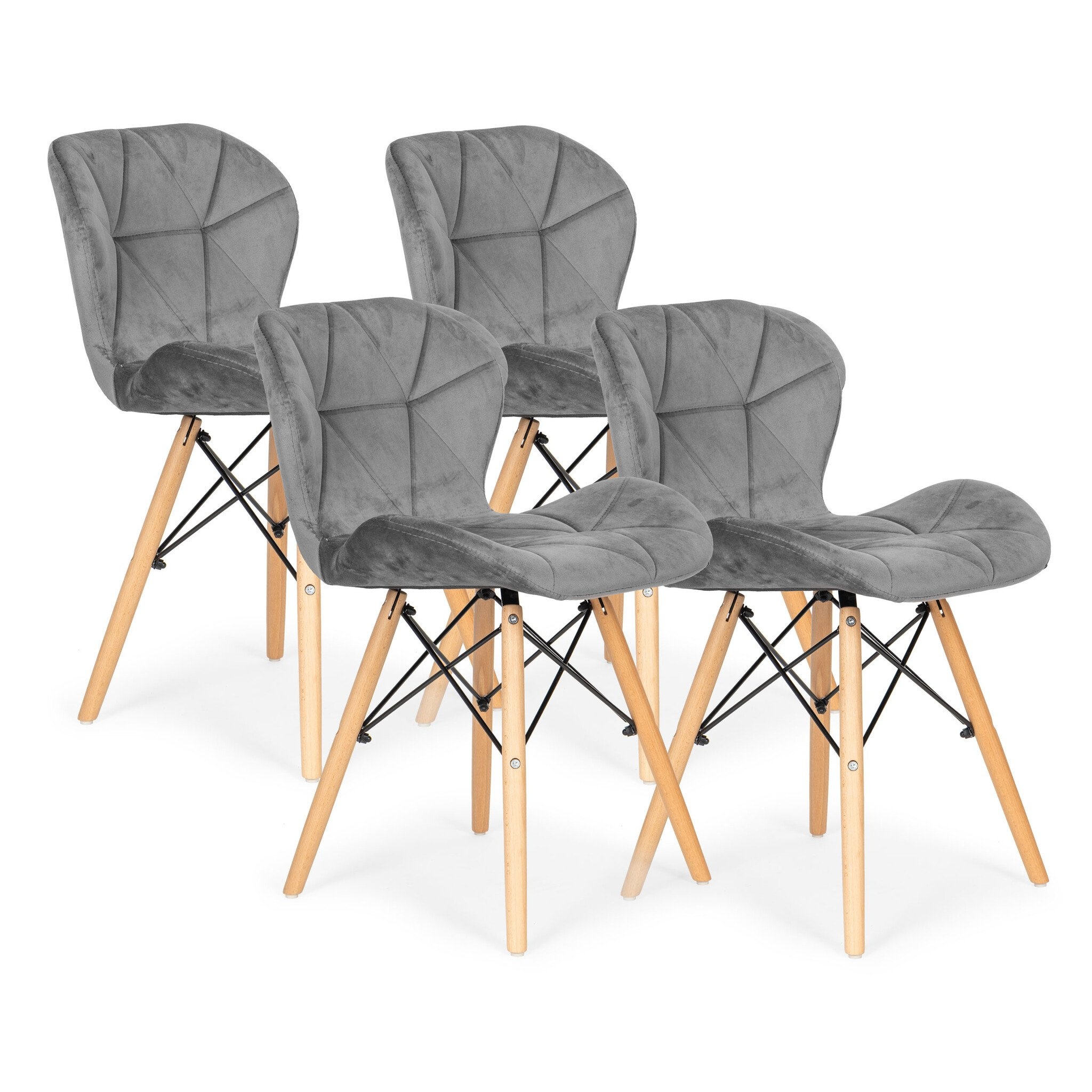 Fluwelen Eetkamerstoelen Grijs (Set van 4) - 40% Korting