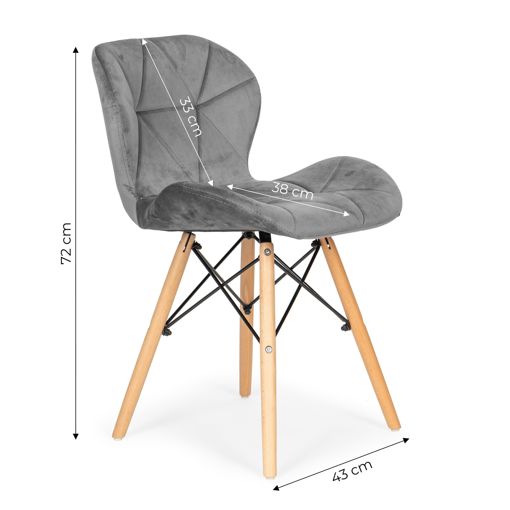 Fluwelen Eetkamerstoelen Grijs (Set van 4) - 40% Korting