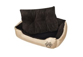 vidaXL Hondenmand met kussen - M - Beige/Bruin - 40% Korting