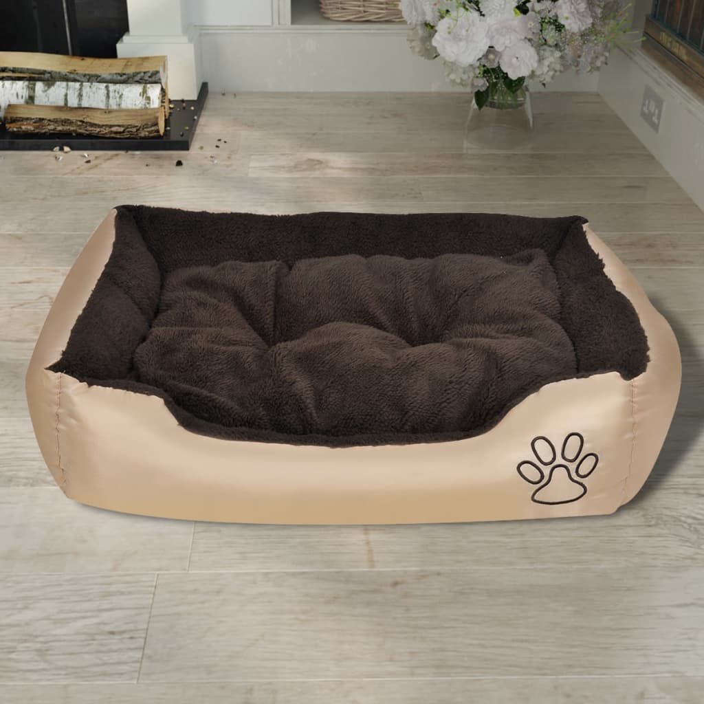 vidaXL Hondenmand met kussen - M - Beige/Bruin - 40% Korting