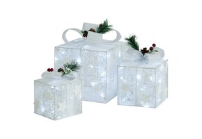 vidaXL Kerstgeschenkdozen Set van 3 - Wit - 35% Korting!