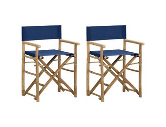 vidaXL Regisseursstoelen (2 st) Blauw Bamboe - 40% Korting!