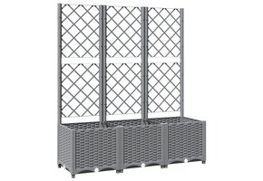 vidaXL Plantenbak met latwerk lichtgrijs - 40% Korting!