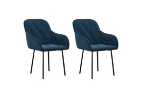 vidaXL Eetkamerstoelen Blauw Fluweel - 60% Korting!