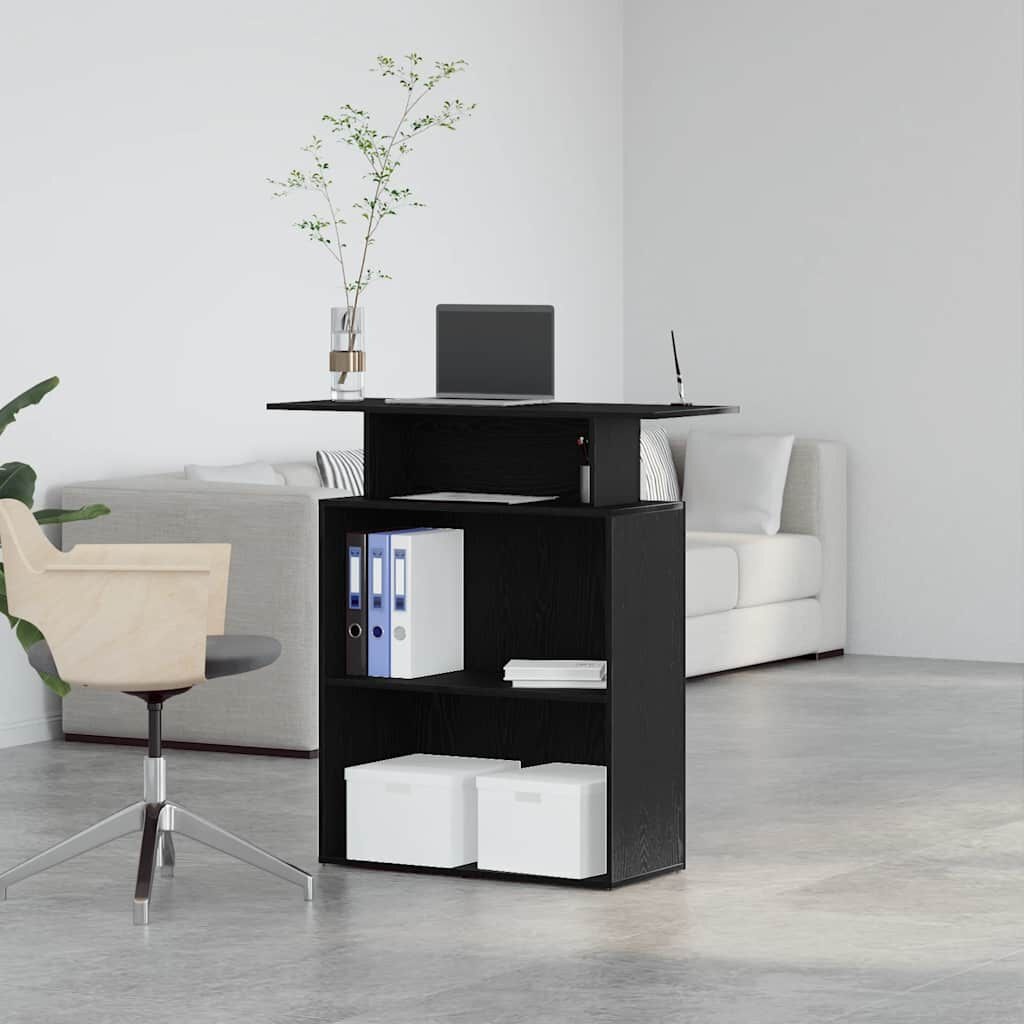 vidaXL Receptiebalie Zwart | Bewerkt Hout | 100x40x104 cm | 40% Korting