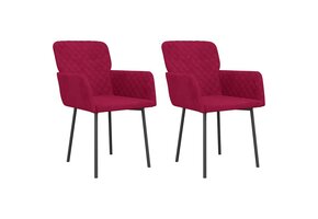 vidaXL Eetkamerstoelen (2x) Fluweel Wijnrood - 60% Korting!