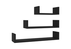 vidaXL Wandschappen 3 st. Bewerkt Hout Zwart - 55% Korting!